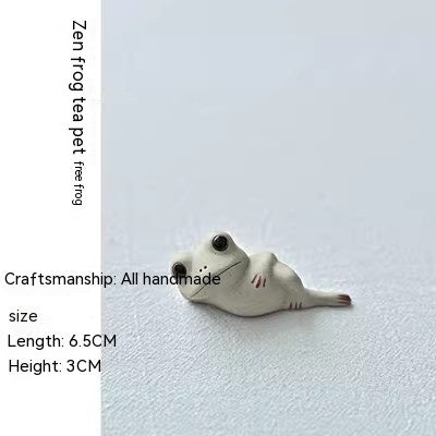 Zen Tea Time: Chinese Style Gray Pottery Frog Ornaments (Laid-back & Free).