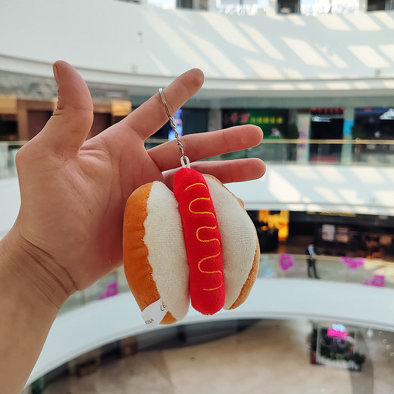 Cartoon Plush Hamburger, Fries, Hot Dog & Chicken Leg Keychain – Cute Food Plush Pendant
