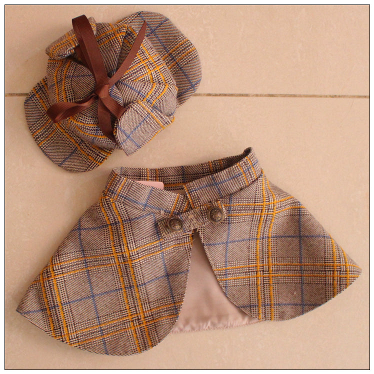 Detective Costume Set for Pets, Funny Cloak & Hat Outfit for Cats and Dogs