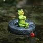 Water Garden Charm: Modern Resin Floating Frog Simulation Animal Ornaments.