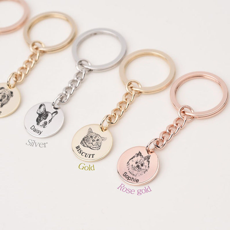 Ins Pet Cat and Dog Photo DIY Keychain