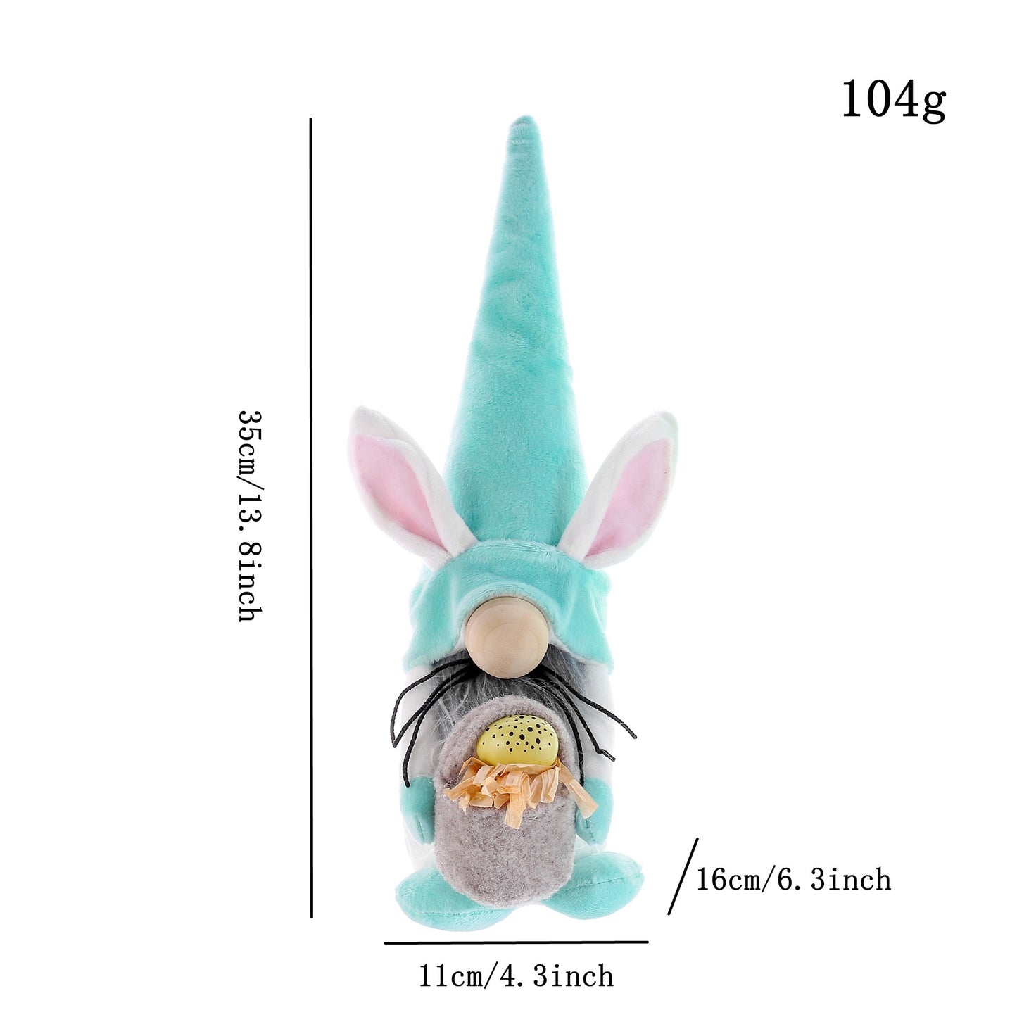 Easter Bunny Holding Eggs Faceless Doll, Cloth Spring Decoration (Pink, Blue, Green)