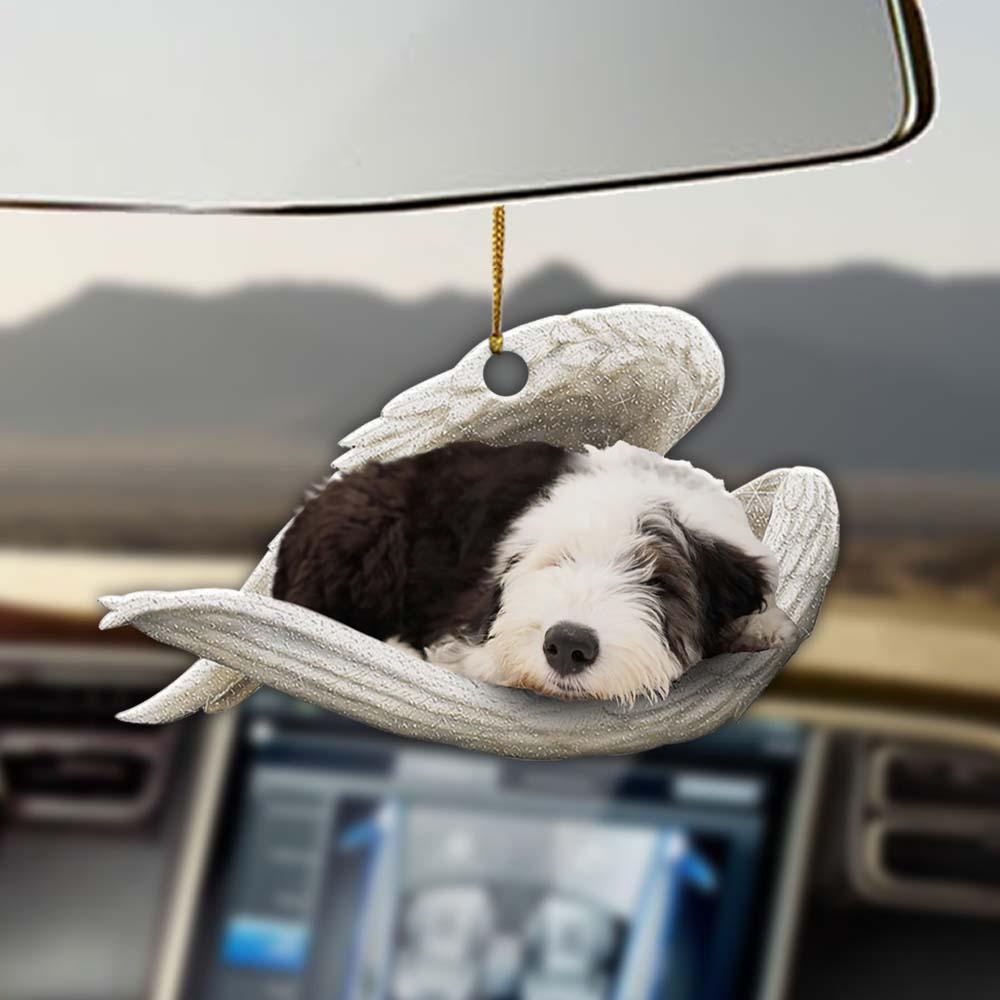 Sleeping Angel Dog Car Pendant, Cute Acrylic Hanging Ornament for Cars, Doors & Home Decoration